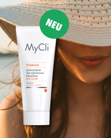 <strong>Bräune beginnt vor dem Sonnenbad</strong><br /><br />
Neu im Sortiment: Der MyCli Sun Saver unterstützt die natürliche Melaninbildung und bereitet die Haut gezielt auf die Sonne vor. Die antioxidative Emulsion fördert einen gleichmäßigen, strahlenden Sommerteint und pflegt die Haut zugleich. Ideal bereits zwei Wochen vor dem ersten Sonnenbad. Immer vor dem Sonnenschutz auftragen, enthält keinen Lichtschutzfaktor.